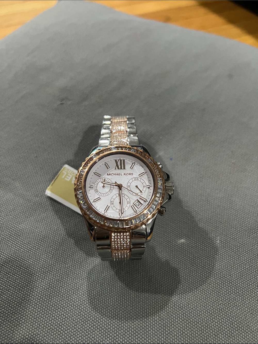 Michael Kors Rose Gold and Silver Crystal-Accented Chronograph Watch